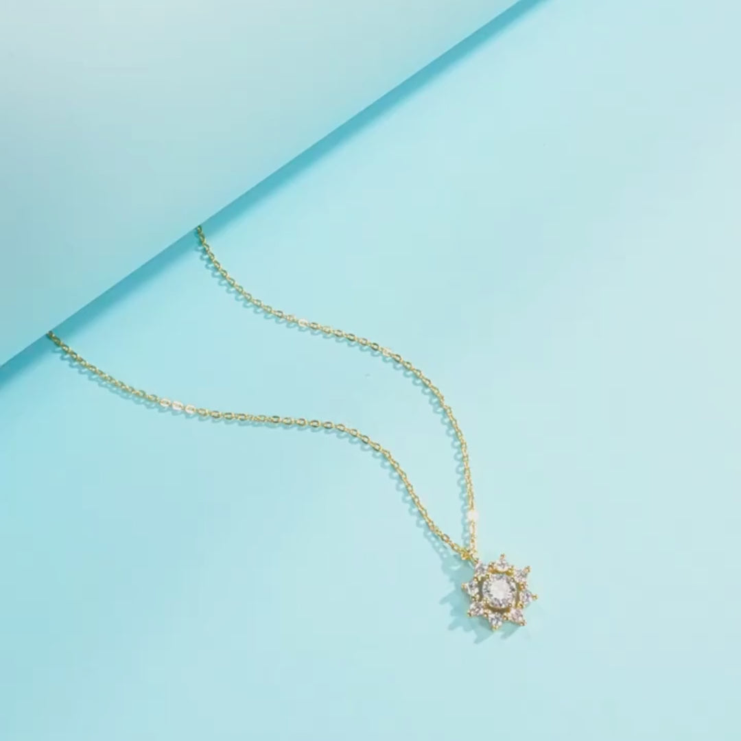 Prm2006: The Moissanite Golden Starburst Necklace