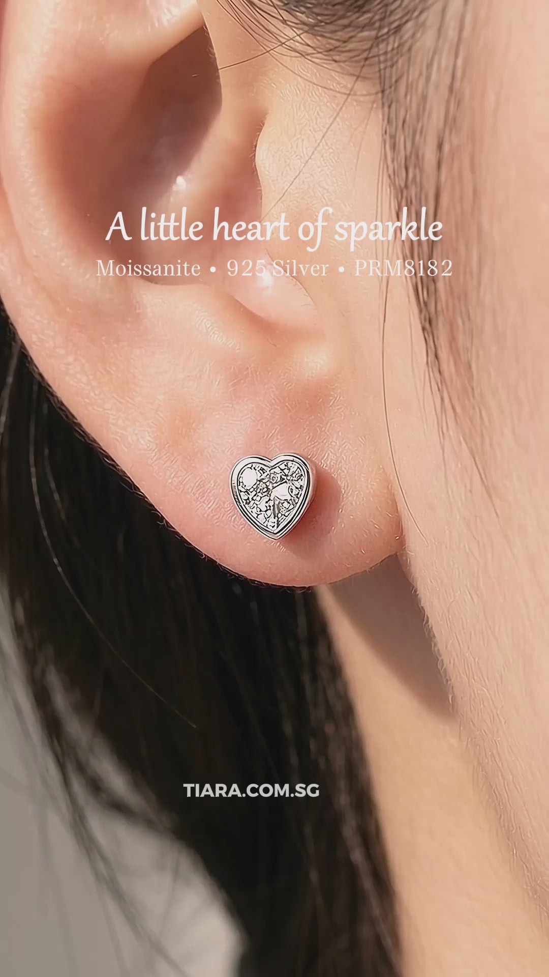 Bezel Heart Moissanite Stud Earrings | 925 Sterling Silver | PRM8182