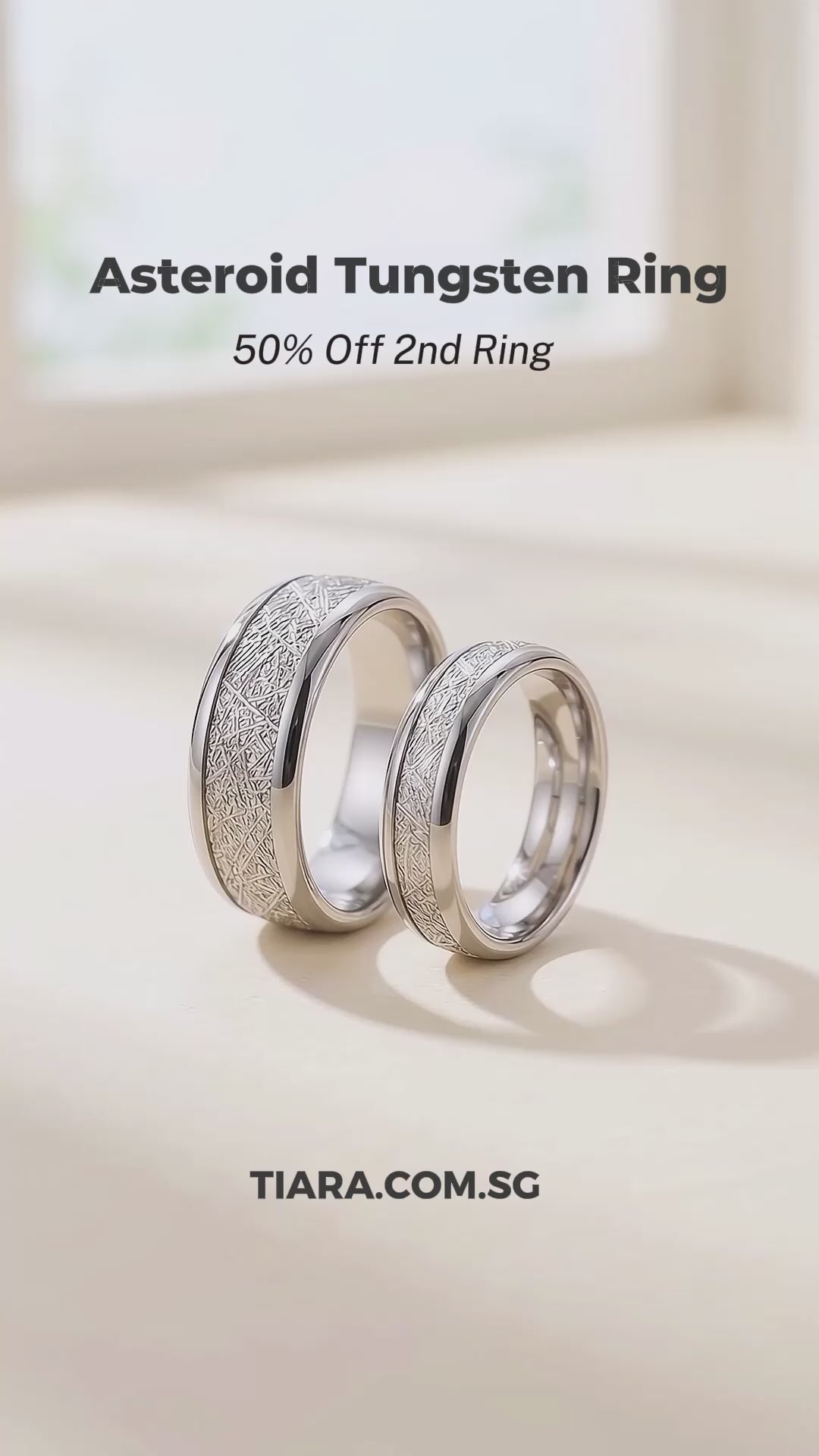 Asteroid | Tungsten Couple Rings | Silver Wedding Bands