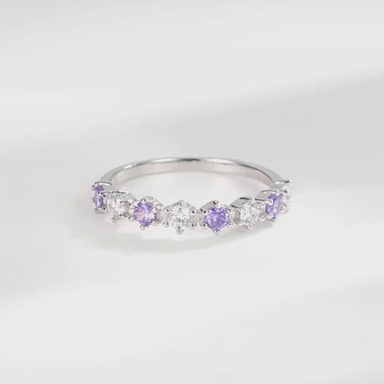 Purple &amp; White Crown Band Ring | 925 Sterling Silver | PRM7137