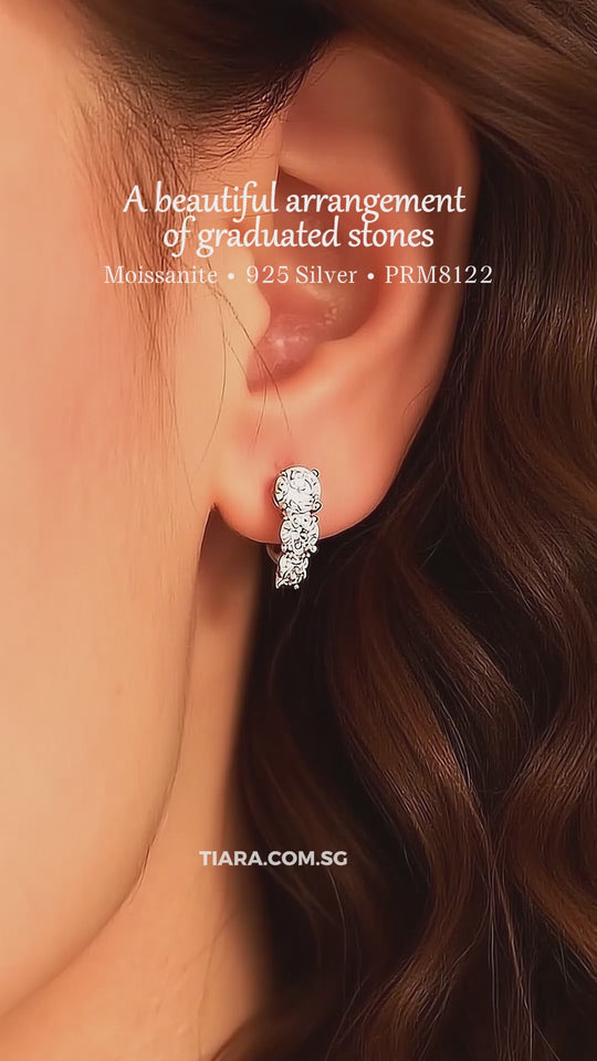 Graduated Cluster Huggie Earrings | Moissanite | 925 Sterling Silver | Prm8122