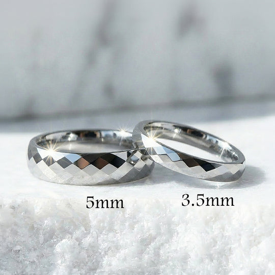 Yale Faceted Polished Tungsten Carbide Ring - Ring | Singapore Jewellery, Wedding Rings &amp; Gifts | Same Day Delivery | Tiara.com.sg