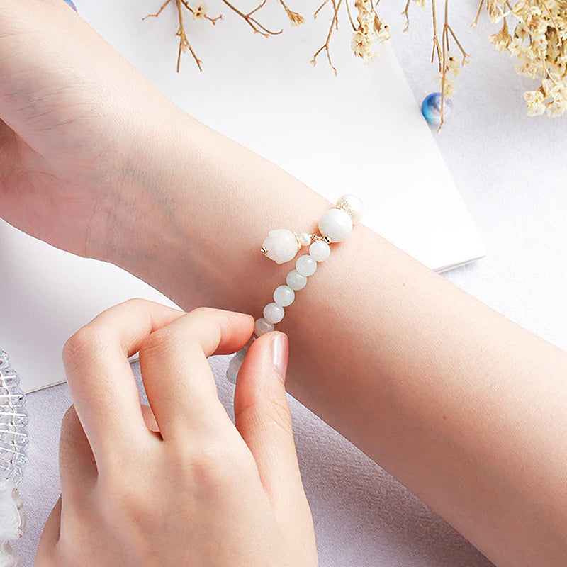 C105 - Jade Beads & Pearl Bracelet - Tiara.com.sg Singapore Jewelry & Bags