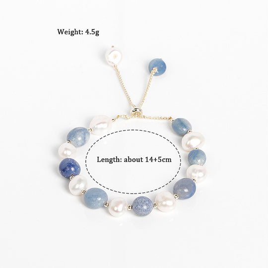 C108 - Blue Aventurine stones & Pearls Bracelet - Tiara.com.sg Singapore Jewelry & Bags