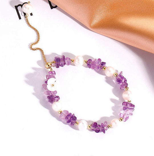 C109 - Amethyst stones & Pearls Bracelet - Tiara.com.sg Singapore Jewelry & Bags