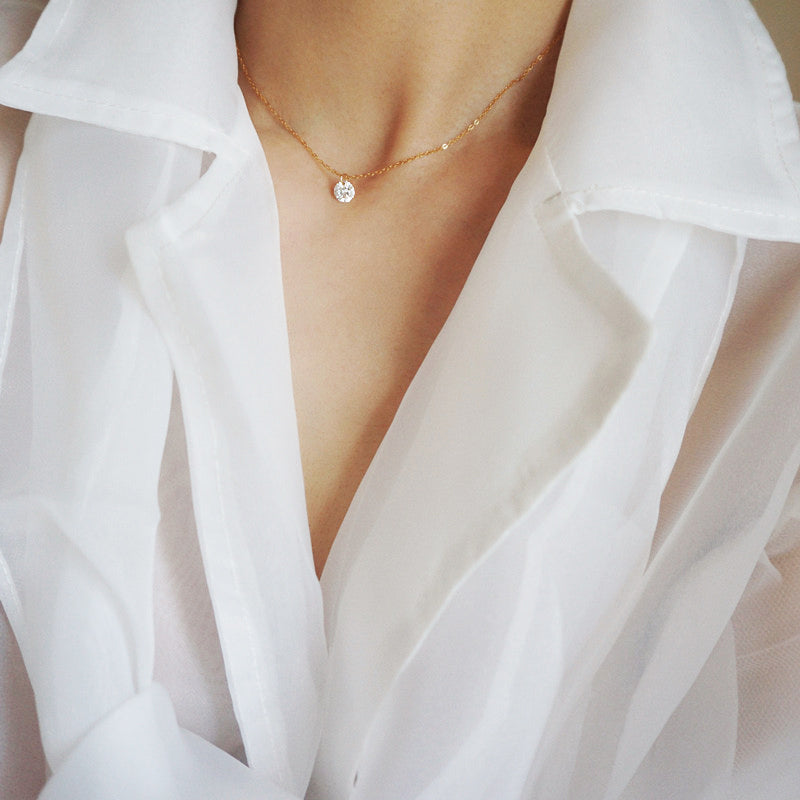 Round Solitaire Pendant Necklace | Gold & White Gold | Luxe4112 - Luxe Necklace | Singapore Jewellery, Wedding Rings & Gifts | Same Day Delivery | Tiara.com.sg
