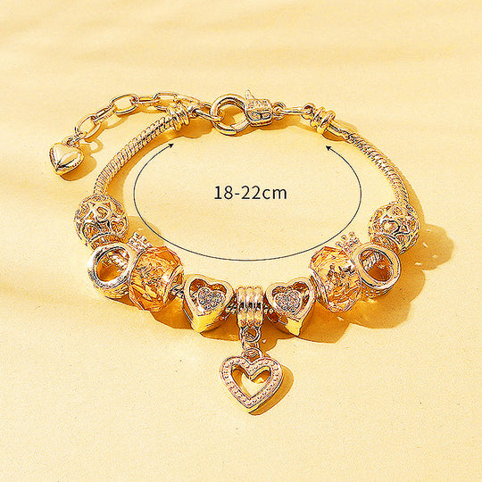 Luxe6100 - Peach Heart Charm Bracelet Bracelet - Tiara.com.sg Singapore Jewelry Shop