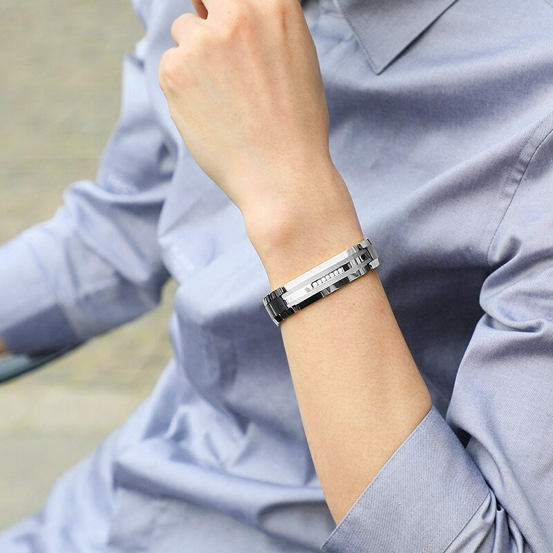 Tungsten Carbide Bracelet with Premium Cubic Zirconia Tungsten Bracelets - Tiara.com.sg Singapore Jewelry Shop